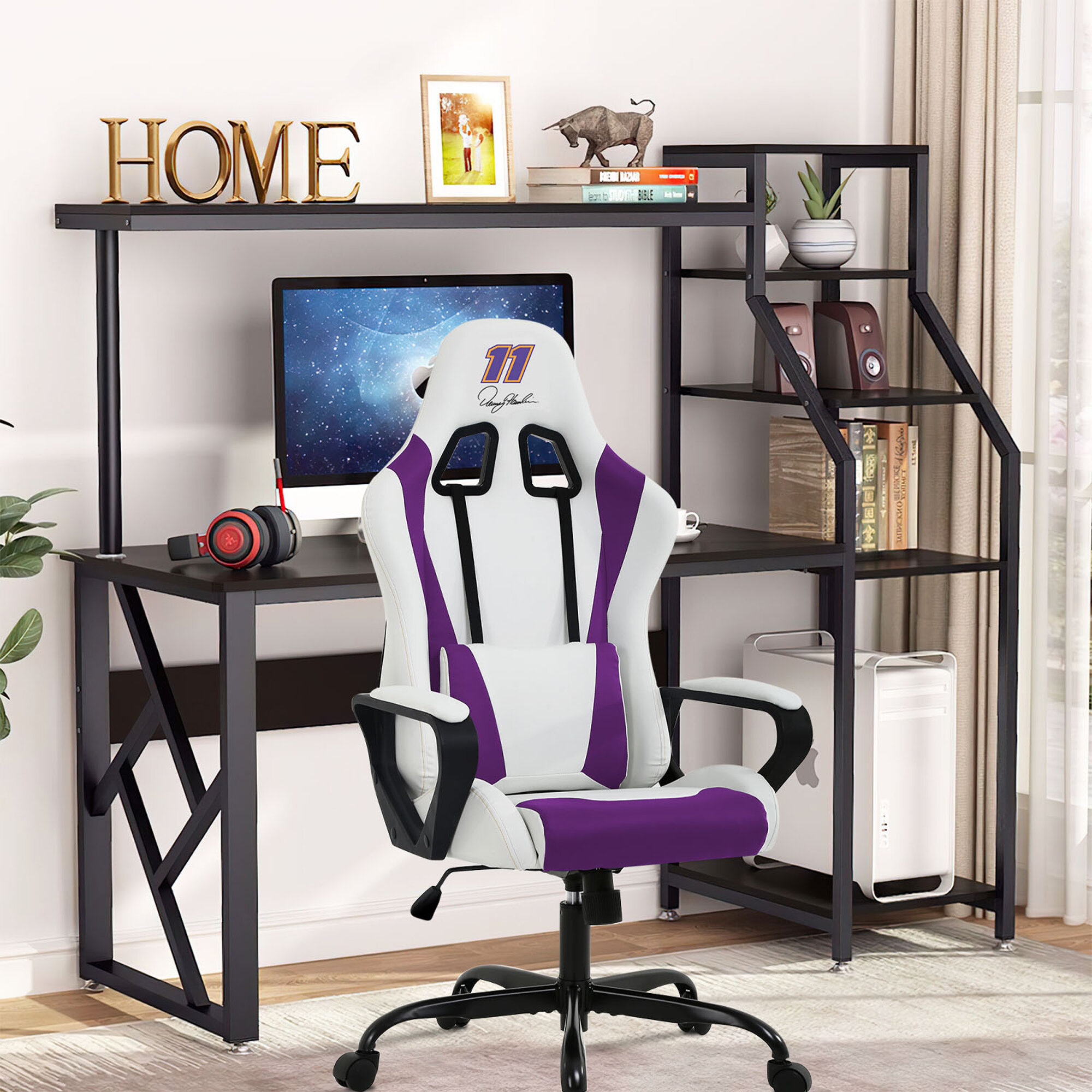 360° PU Leather Office Executive Racing Gaming Chair Swivel Computer Desk Chair 