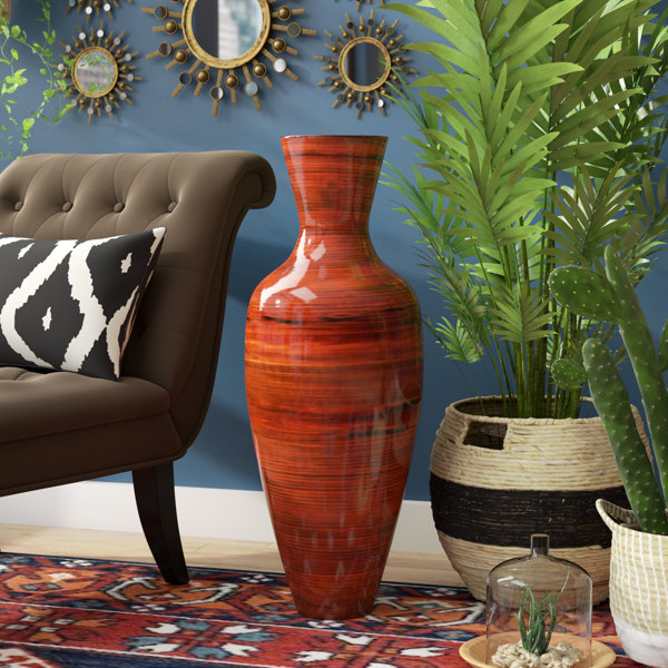 Red Bamboo Floor Vase Wayfair
