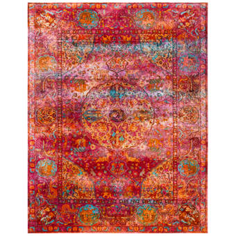 East Urban Home Mcguigan Floral Bats Blue Violet Red Area Rug Wayfair