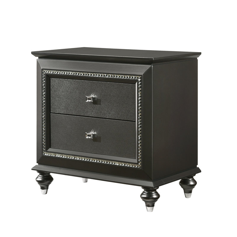Modern Nightstand Set 2 Ven Mirrored Square Side End Table Night Stand Accent Table With 3 Drawers Tables Sofa Console Tables Urbytus Com