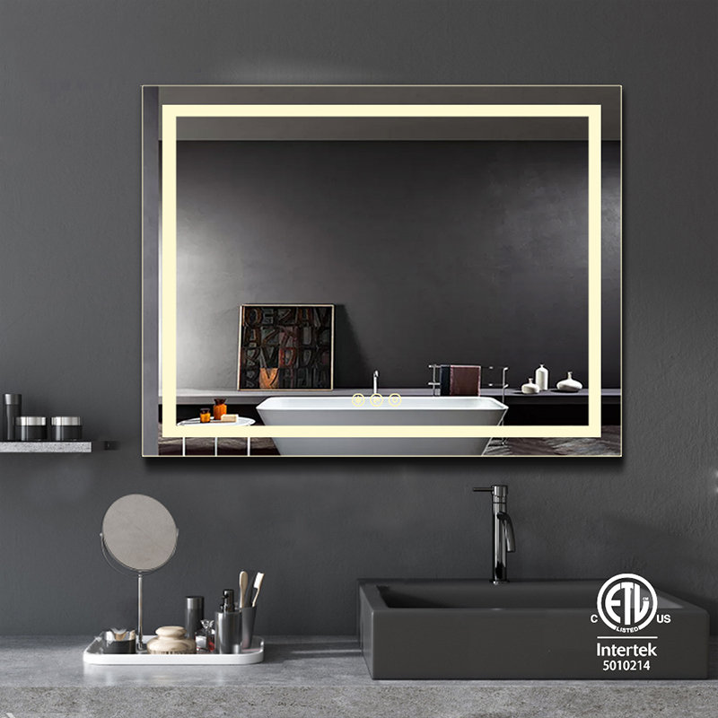Orren Ellis Musial Modern Contemporary Beveled Frameless Lighted Bathroom Vanity Mirror Wayfair