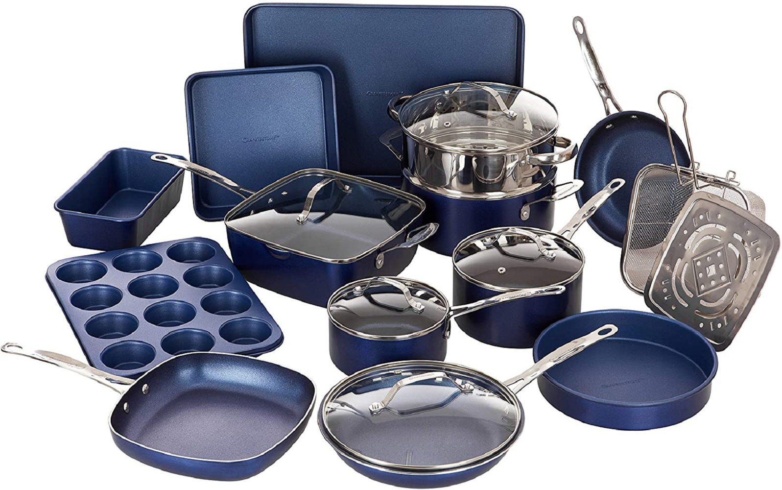 Granitestone Granite Stone 20 Pieces Aluminum Non Stick Cookware Set Reviews Wayfair