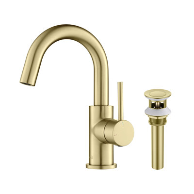 Circular Single Hole Bathroom Faucet with Drain Assembly