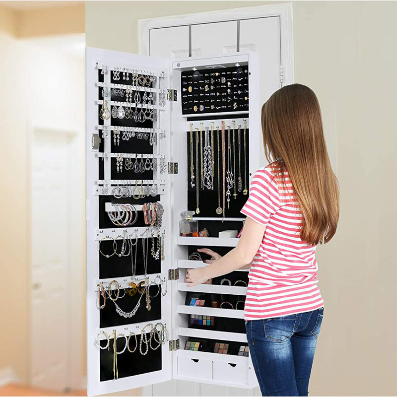 Latitude Run Daniil Wall Mounted Jewelry Armoire With Mirror Wayfair