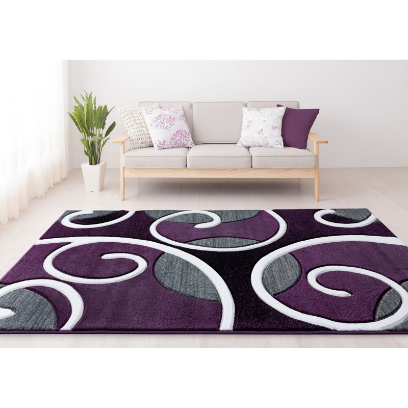 Orren Ellis Zabala Plum Gray Area Rug Wayfair