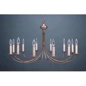 Sockets J-Arms Hanging 12-Light Candle-Style Chandelier