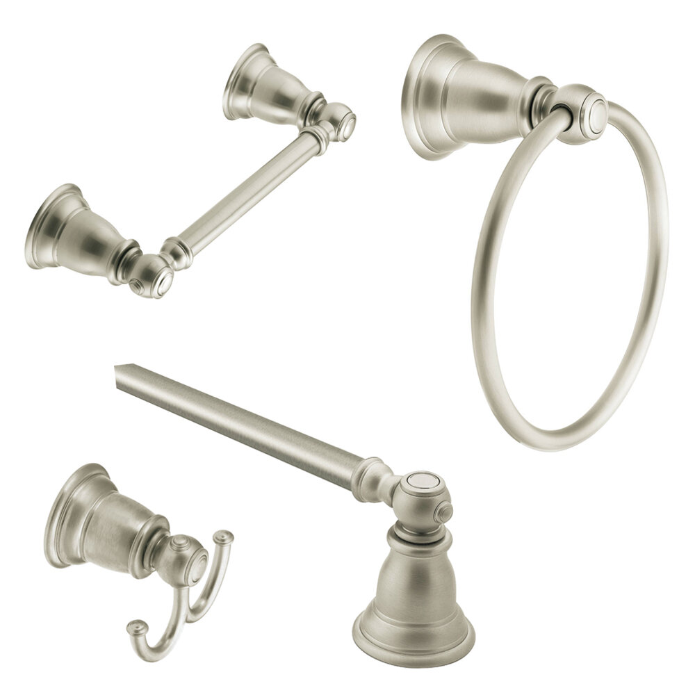 Moen Bathroom Accessory Sets - Moen Preston 4 Piece Accessory Set Dn8494ch Chrome Bathroom Towel Ring Toilet Paper Holder Towel Bar And Robe Hook Ka Pre 4 Ch / All moen bathroom accessories can be shipped to you at home.