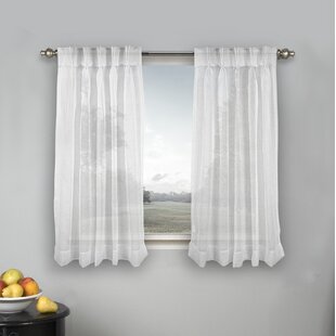 Maven Short Solid Colour Semi Sheer Pinch Pleat Curtain Panels Set Of 2