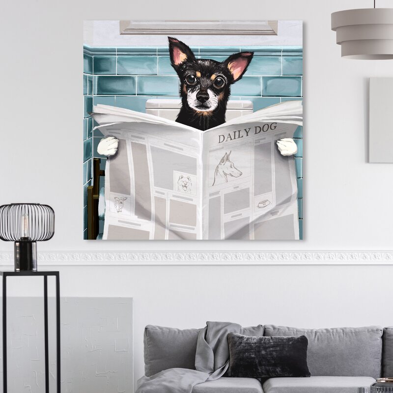 Animals 'Occupied Bathroom Chihuahua' Dogs and Puppies - Graphic Art Print