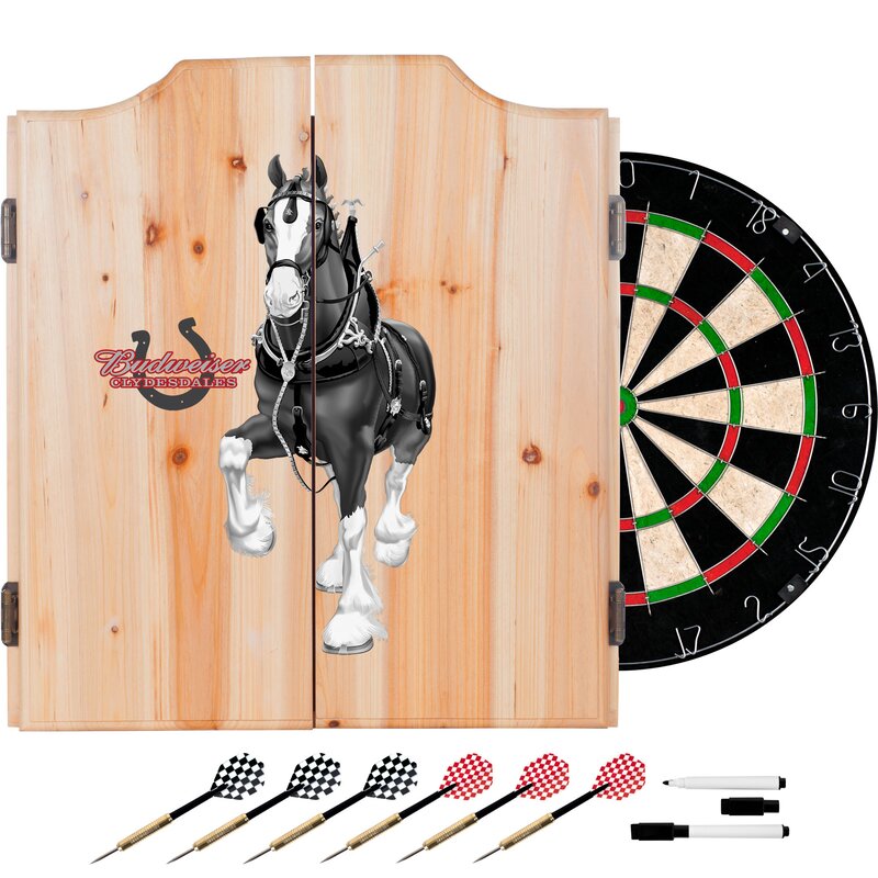 Trademark Global Budweiser Clydesdale Dartboard And Cabinet Set