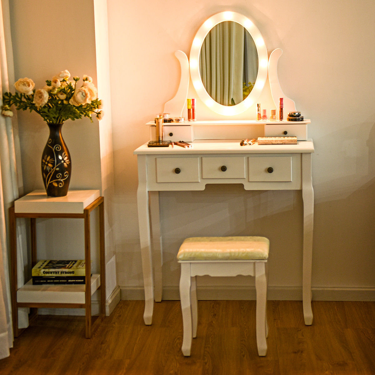 Oldfield 5 Drawer Makeup Vanity Set With Mirror Oldfield 5 Drawer Makeup Vanity Set With Mirror
