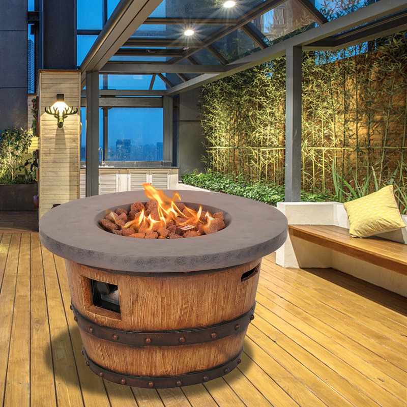 Loon Peak® Outdoor Wine Barrel Shape Propane Fire Pit ...