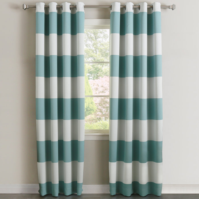 Harriet Bee Dellinger Bold Striped Blackout Grommet Curtain Panels
