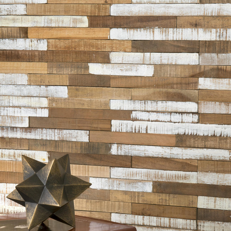 Ecotessa Terra 23 62 Teak Wood Wall Paneling In Brown And Gray Wayfair