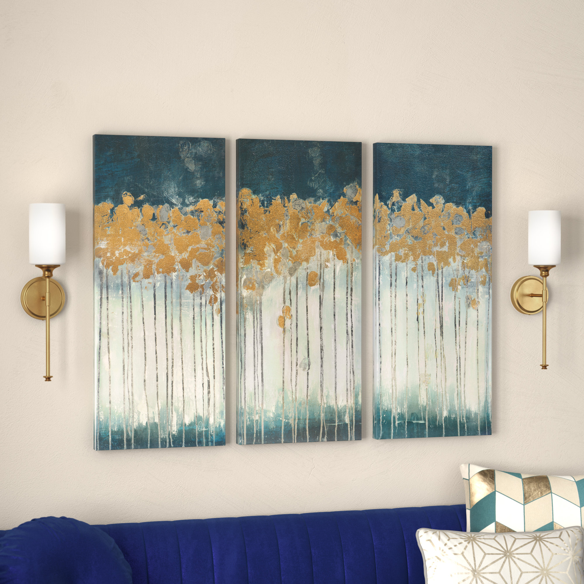Willa Arlo Interiors Midnight Forest Gel Coat Canvas Wall Art With Willa Arlo Interiors Midnight Forest Gel Coat Canvas Wall Art With Gold Foil Embellishment 3 Piece Set Reviews Wayfair