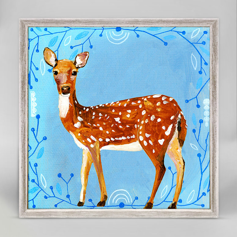 Oopsy Daisy Painted Animals Deer By Jessica Swift Mini Canvas Framed Art Wayfair
