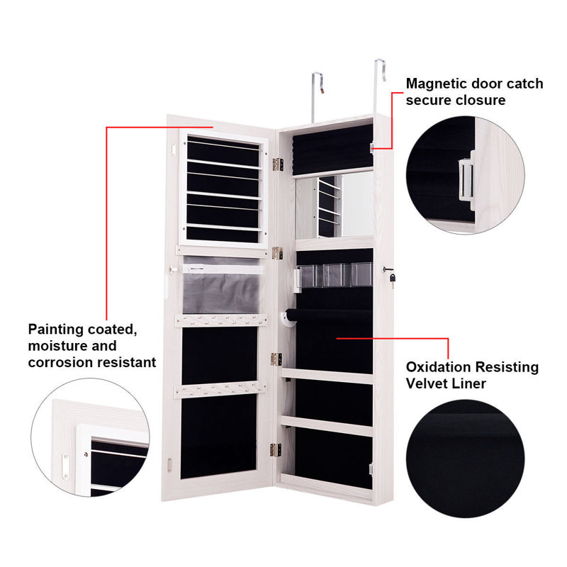 Ivy Bronx Michele Door And Wall Mounted Jewelry Armoire With