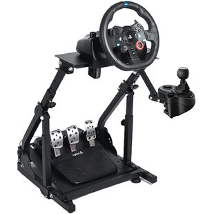 Anman PRO Racing Simulator Cockpit with TV Stand fit for PC/PS4/Xbox Adjustable Racing Wheel Stand for Logitech G25/G27/G29/G920 Fanatec Thrustmaster T500RS T300RS Wheel Shifter Pedals NOT Included 