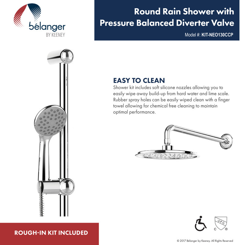 Keeney Manufacturing Company Belanger Pressure Balanced Complete Shower System With Rough In Valve Reviews Wayfair