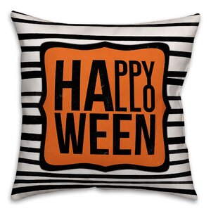 Happy Halloween Stripes Throw Pillow