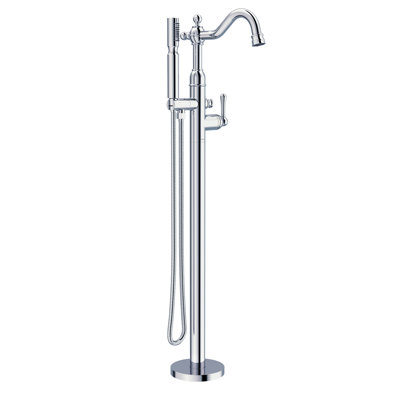 Traditional 1-Handle Freestanding Floor Mount Tub Filler Trim Kit with 1.75 GPM Showerstick Hand Shower