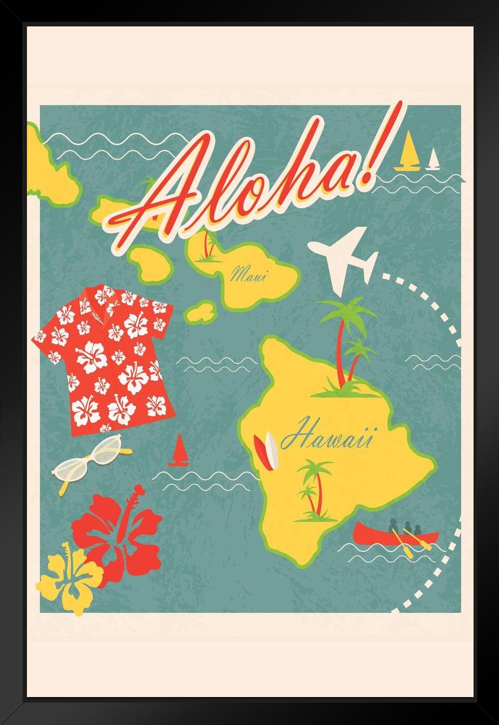 Banana Tree Hawaiian Botanical Aloha Paradise Vintage Art Poster Print Giclee 