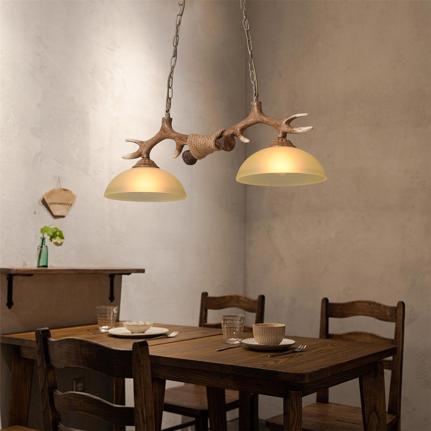 Millwood Pines 2 Lamps Rustic Antler 