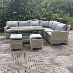 Indoor Rattan Furniture Sets Wayfair Co Uk 7 Seater Rattan Effect Corner Sofa Set
