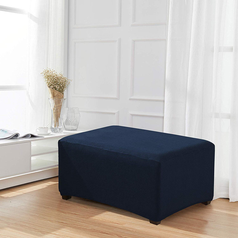 Latitude Run Jacquard Stretch Fabric Oversized Box Cushion Ottoman