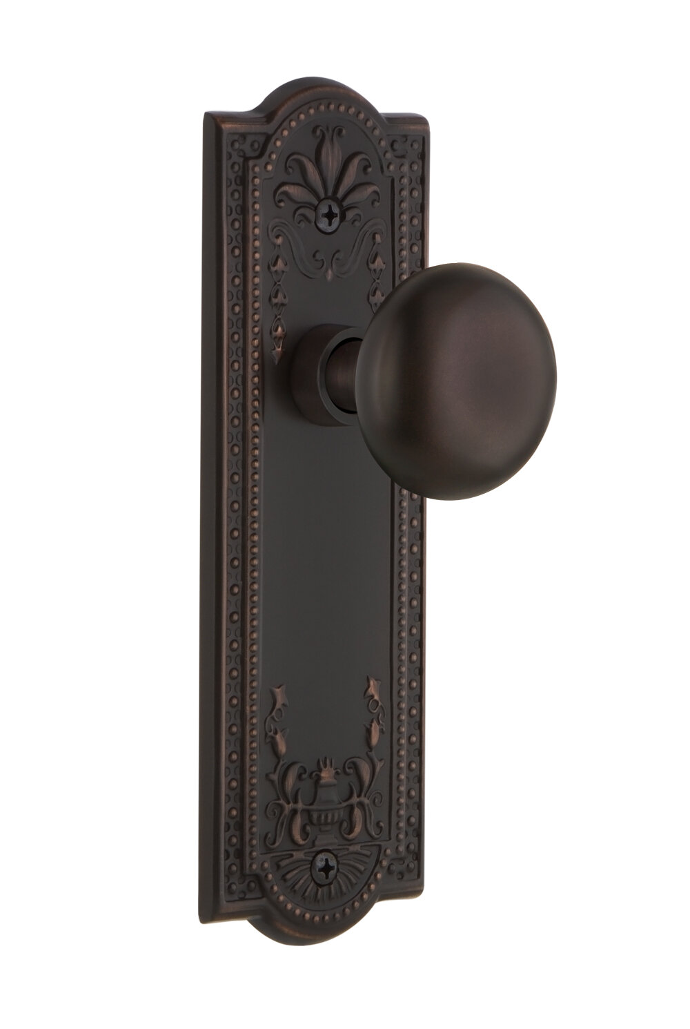 New York Double Dummy Door Knob with Meadows Long Plate
