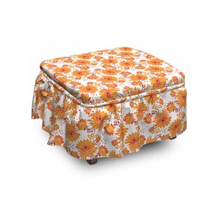 Old Damask Traditional 2 Piece Box Cushion Ottoman Slipcover Set By East Urban Home