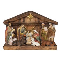 3 Piece 28.5" White Nativity Set Lighted Blow Mold outdoor/indoor Christmas Dec 