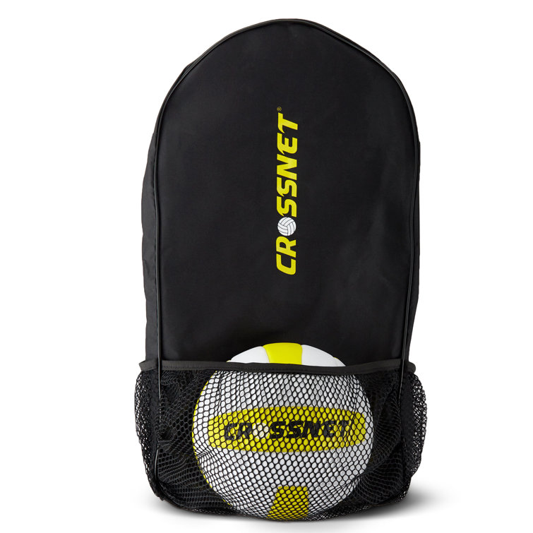 crossnet four square volleyball net and game set with carrying backpack & ball