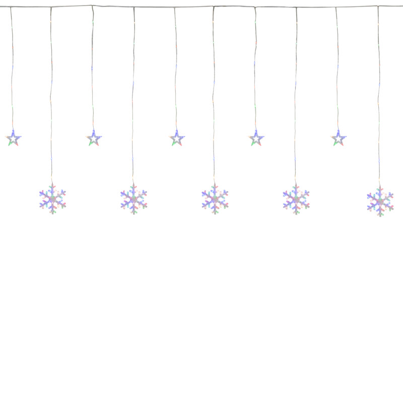250 LED Star and Snowflake Window Curtain Christmas Lights - 16ft Clear Wire Color: Purple