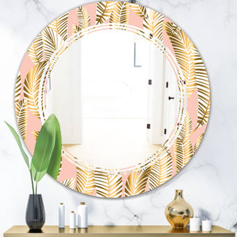 East Urban Home Leaves Crystal Stones Coastal Frameless Wall Mirror Wayfair