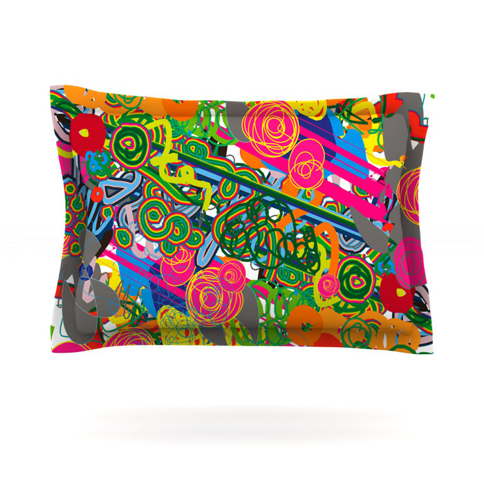Kess InHouse Frederic Levy-Hadida Them Birds Orange Purple Throw Pillow 26 by 26