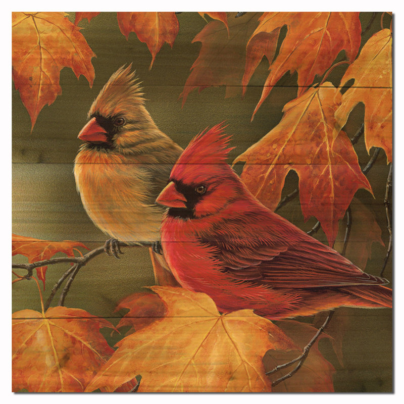 Wgi Gallery Maple Leaves And Cardinals By Rosemary Millette Graphic Art Plaque Reviews Wayfair