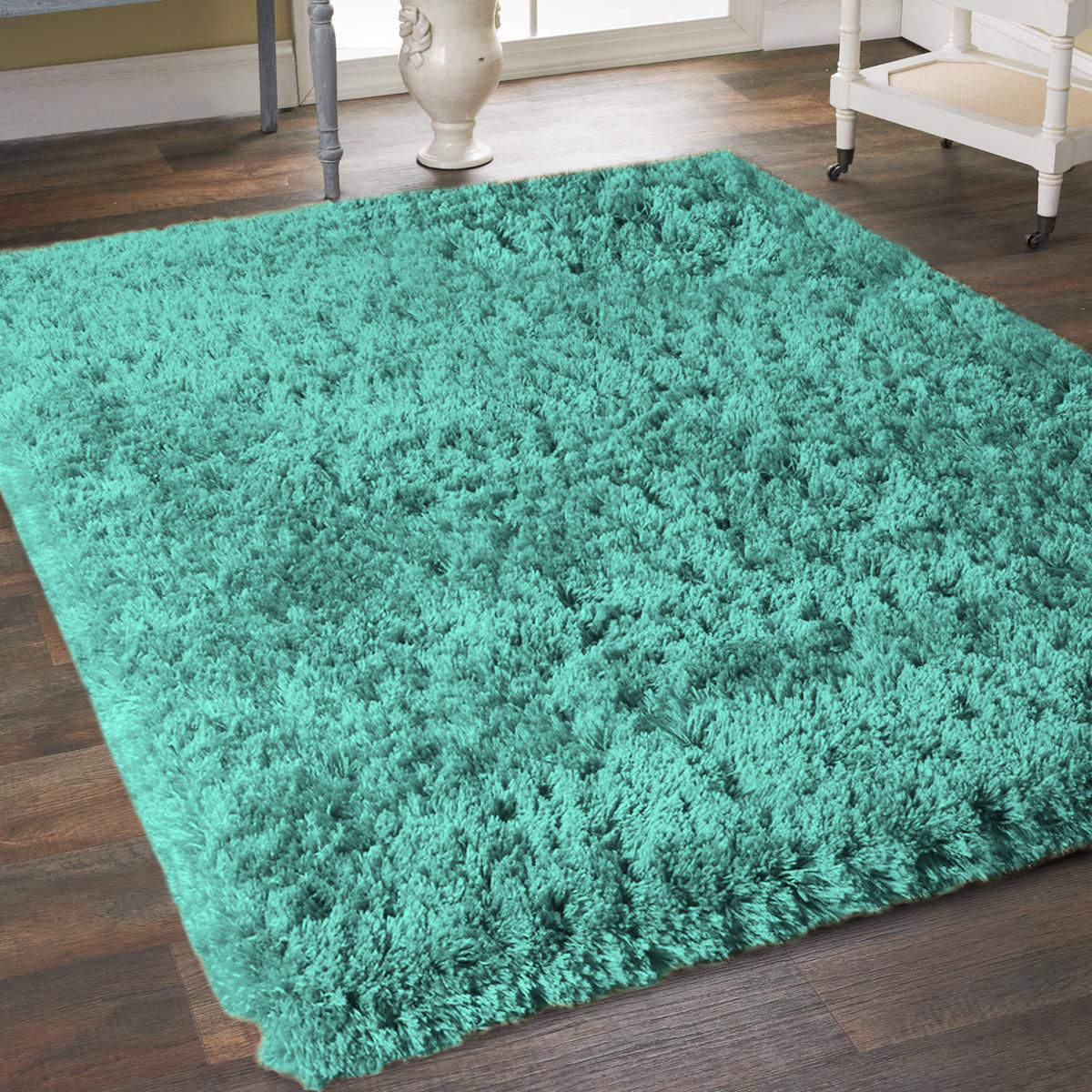 Football Pitch Velvet Soft Rug Blue