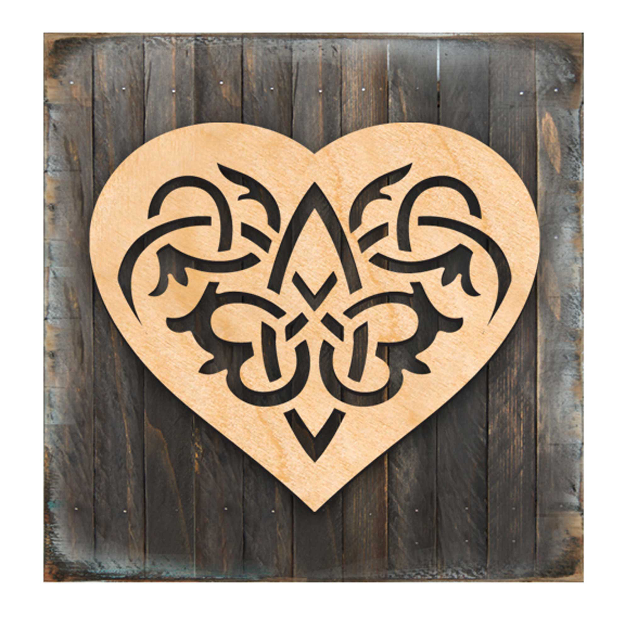 World Menagerie Heart Wooden Block Celtic Spiral Wall Decor Celtic Spiral Heart Wall Decor