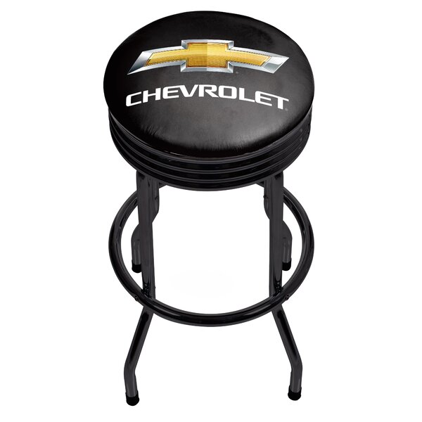 Chevy Padded Garage Swivel Bar Stool Bowtie Shop Chair Seat Durable Cushioned 