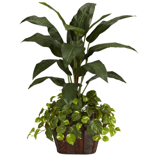 Nearly Natural Bird Of Paradise Silk Floor Plant In Decorative Bird Of Paradise Silk Floor Plant