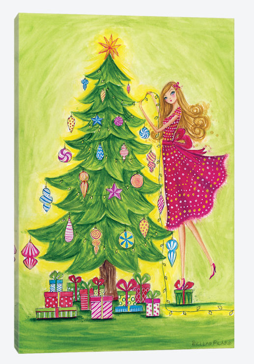 East Urban Home Holiday Series Decorating The Tree Painting Print