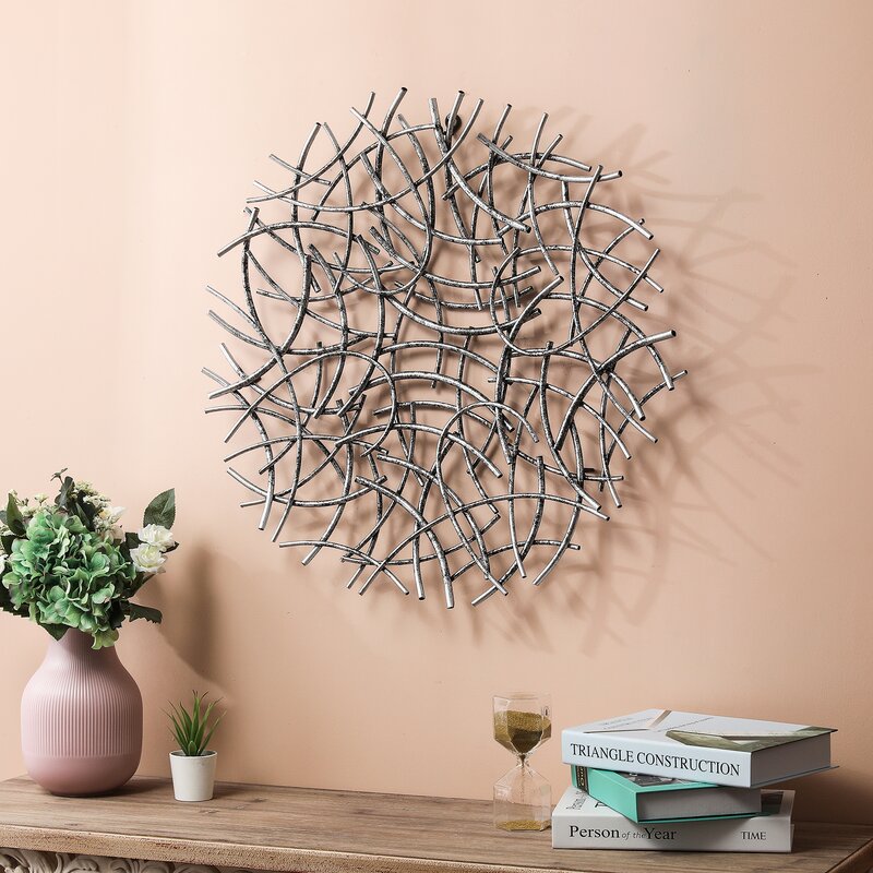 17 Stories Abstract Round Metal Wall Décor | Wayfair