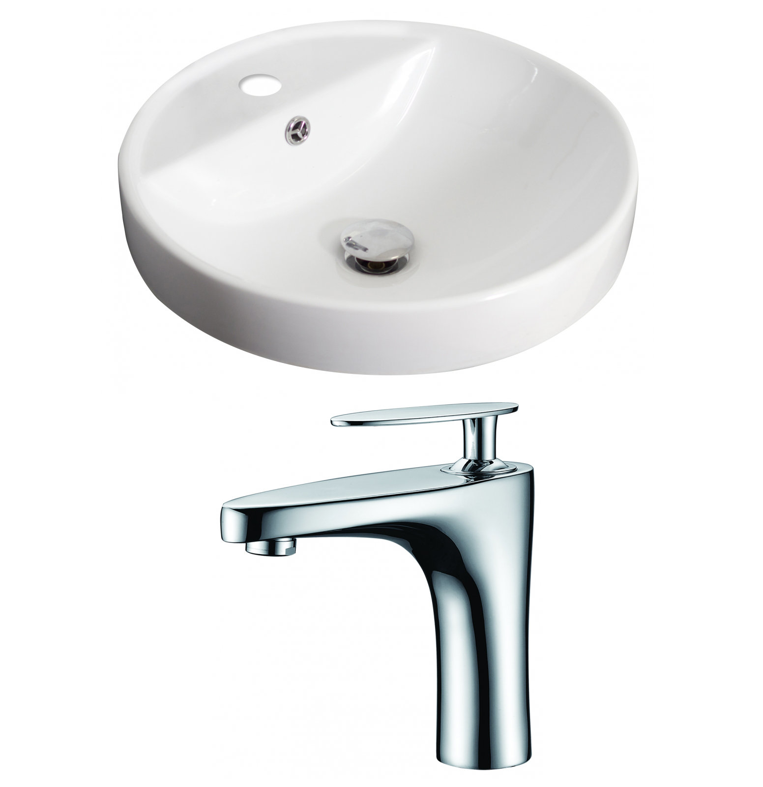 Avanities Ceramic Circular Drop In Bathroom Sink With Faucet And Avanities Ceramic Circular Drop In Bathroom Sink With Faucet And