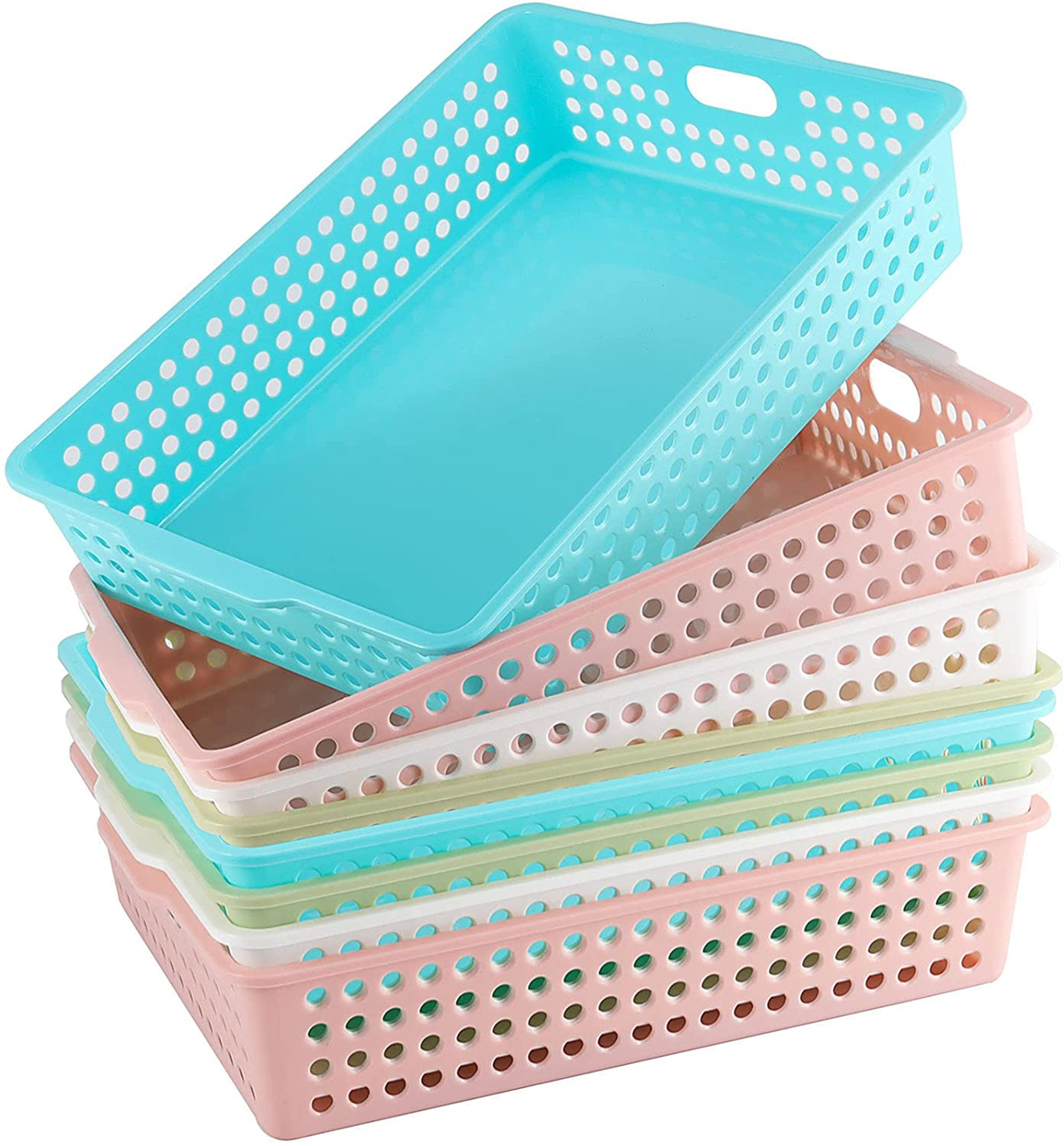Rebrilliant 8 Pack Plastic Organizer Baskets, Rectangle Colourful