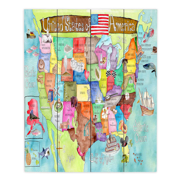 Dianochedesigns United States Map Painting Print Multi Piece Image