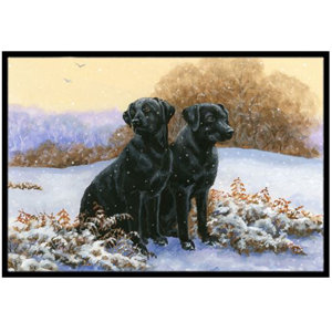 Black Labradors in the Snow Doormat