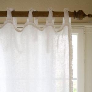 Ruffle Solid Sheer Tab Top Single Curtain Panel