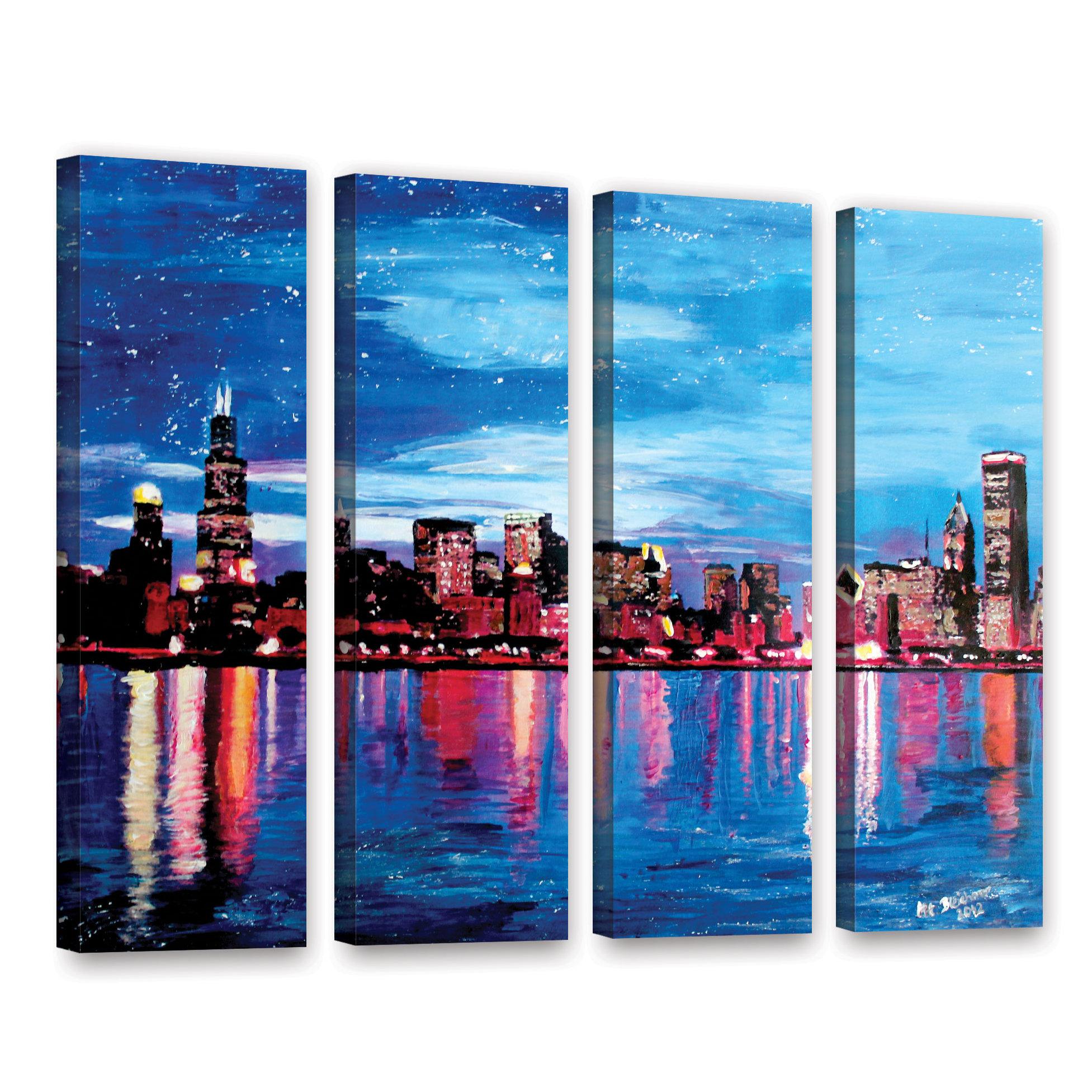 Artwall Chicago Skyline At Dusk By Marcus Martina Bleichner 4 Piece Painting Print On Gallery Wrapped Canvas Set Wayfair