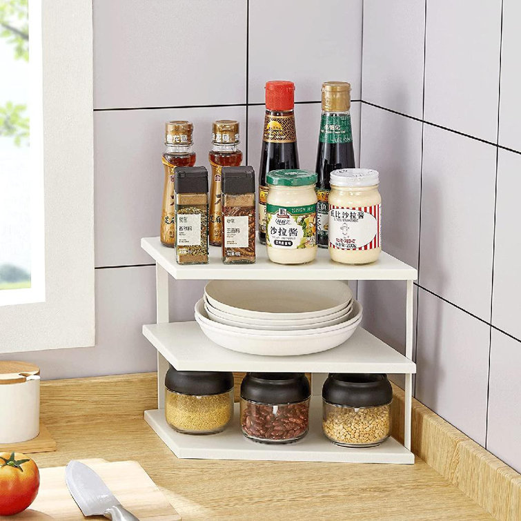 Kitchen 3-Tier Cabinet Corner Shelf, Countertop Spice Rack Organizer, Bathroom Counter Storage Shelf, Kitchen Corner Organizer For Cups, Dishes, ...